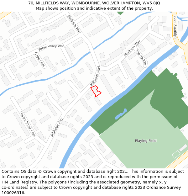 70, MILLFIELDS WAY, WOMBOURNE, WOLVERHAMPTON, WV5 8JQ: Location map and indicative extent of plot