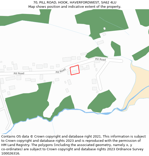 70, PILL ROAD, HOOK, HAVERFORDWEST, SA62 4LU: Location map and indicative extent of plot