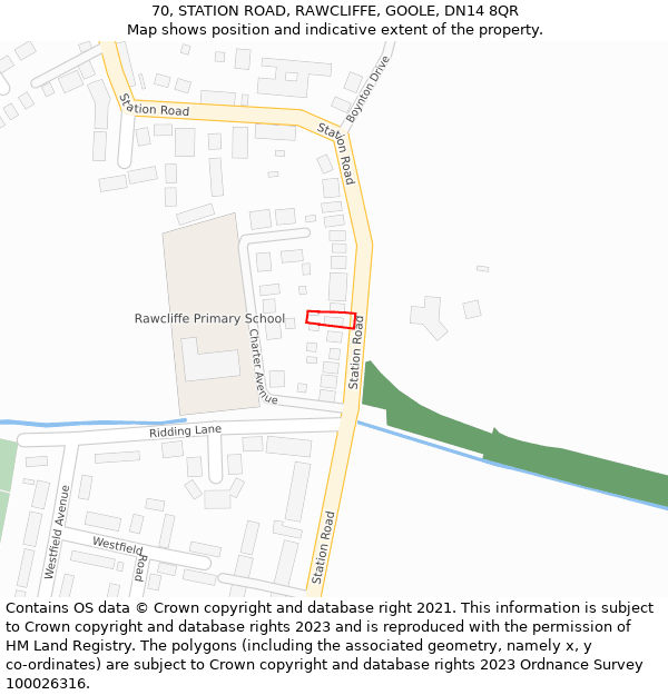 70, STATION ROAD, RAWCLIFFE, GOOLE, DN14 8QR: Location map and indicative extent of plot