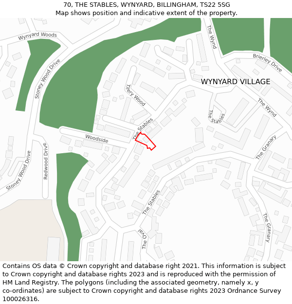 70, THE STABLES, WYNYARD, BILLINGHAM, TS22 5SG: Location map and indicative extent of plot