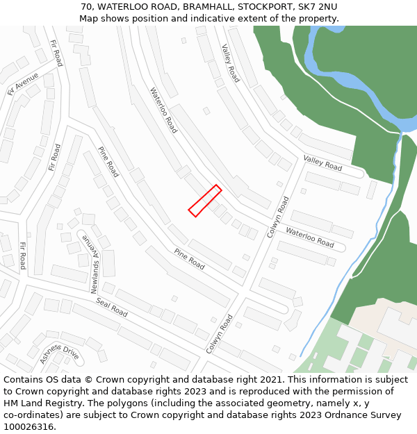 70, WATERLOO ROAD, BRAMHALL, STOCKPORT, SK7 2NU: Location map and indicative extent of plot