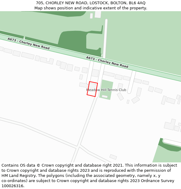 705, CHORLEY NEW ROAD, LOSTOCK, BOLTON, BL6 4AQ: Location map and indicative extent of plot