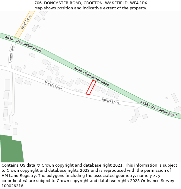 706, DONCASTER ROAD, CROFTON, WAKEFIELD, WF4 1PX: Location map and indicative extent of plot