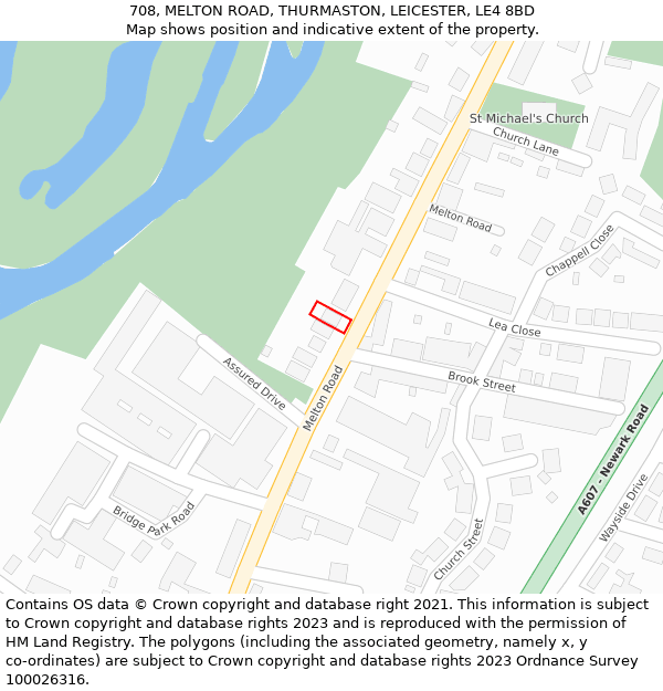 708, MELTON ROAD, THURMASTON, LEICESTER, LE4 8BD: Location map and indicative extent of plot