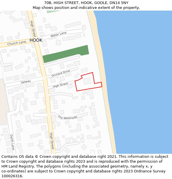 70B, HIGH STREET, HOOK, GOOLE, DN14 5NY: Location map and indicative extent of plot