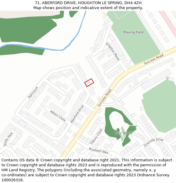 71, ABERFORD DRIVE, HOUGHTON LE SPRING, DH4 4ZH: Location map and indicative extent of plot