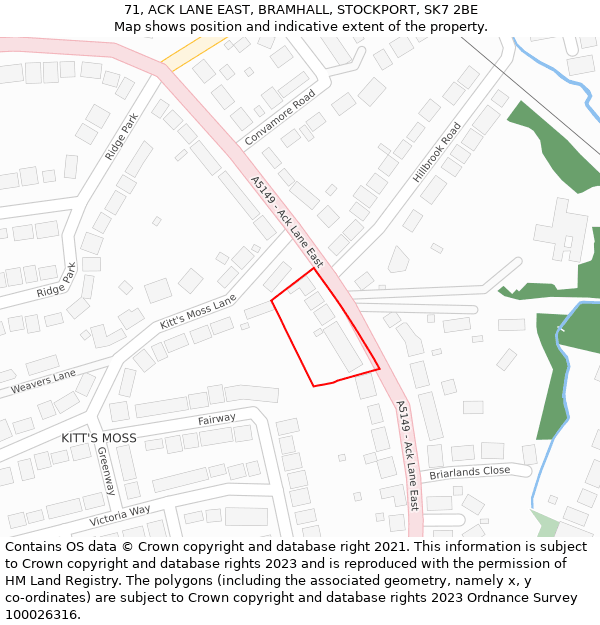 71, ACK LANE EAST, BRAMHALL, STOCKPORT, SK7 2BE: Location map and indicative extent of plot