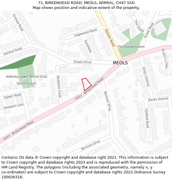 71, BIRKENHEAD ROAD, MEOLS, WIRRAL, CH47 5AG: Location map and indicative extent of plot