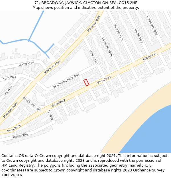 71, BROADWAY, JAYWICK, CLACTON-ON-SEA, CO15 2HF: Location map and indicative extent of plot