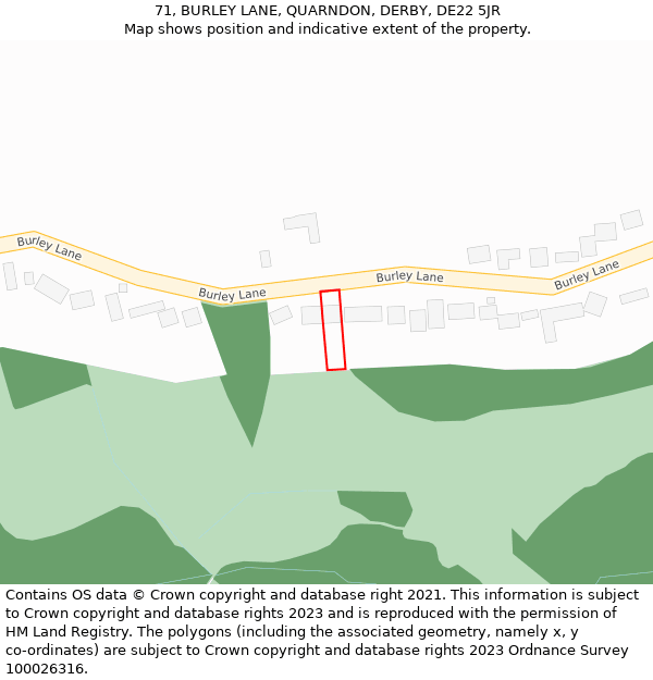 71, BURLEY LANE, QUARNDON, DERBY, DE22 5JR: Location map and indicative extent of plot
