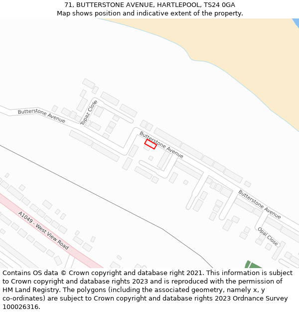71, BUTTERSTONE AVENUE, HARTLEPOOL, TS24 0GA: Location map and indicative extent of plot