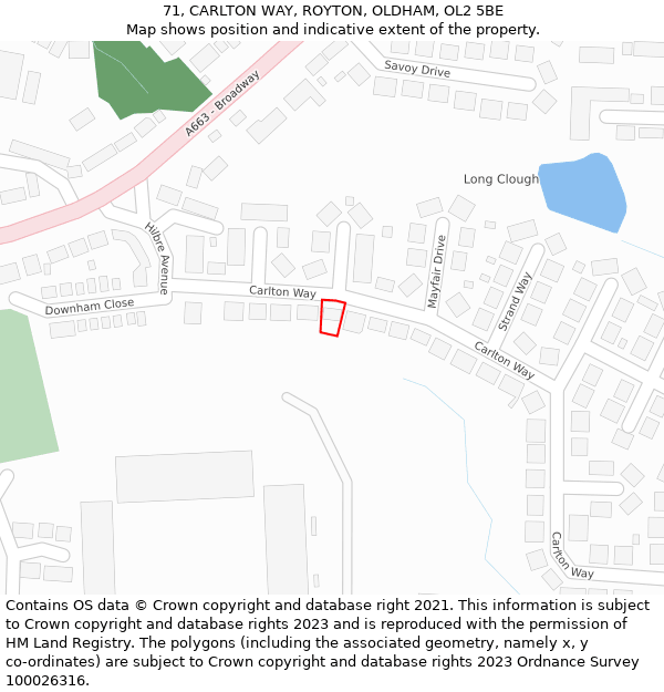 71, CARLTON WAY, ROYTON, OLDHAM, OL2 5BE: Location map and indicative extent of plot