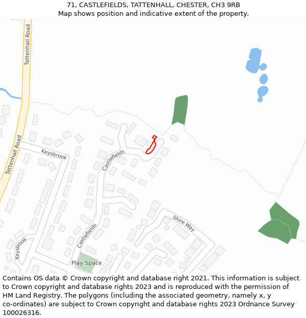 71, CASTLEFIELDS, TATTENHALL, CHESTER, CH3 9RB: Location map and indicative extent of plot