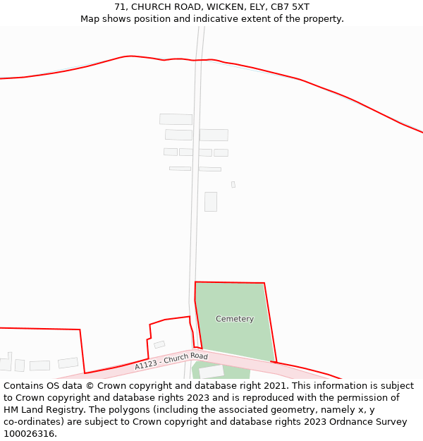 71, CHURCH ROAD, WICKEN, ELY, CB7 5XT: Location map and indicative extent of plot