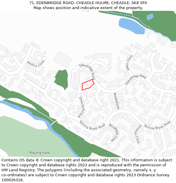 71, EDENBRIDGE ROAD, CHEADLE HULME, CHEADLE, SK8 5PX: Location map and indicative extent of plot