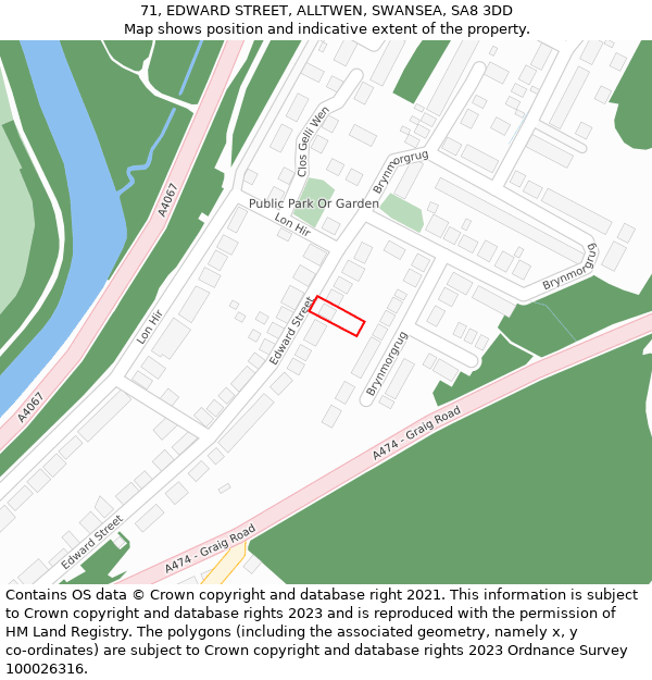 71, EDWARD STREET, ALLTWEN, SWANSEA, SA8 3DD: Location map and indicative extent of plot