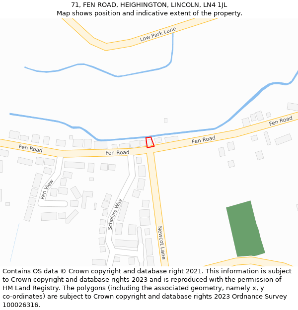 71, FEN ROAD, HEIGHINGTON, LINCOLN, LN4 1JL: Location map and indicative extent of plot