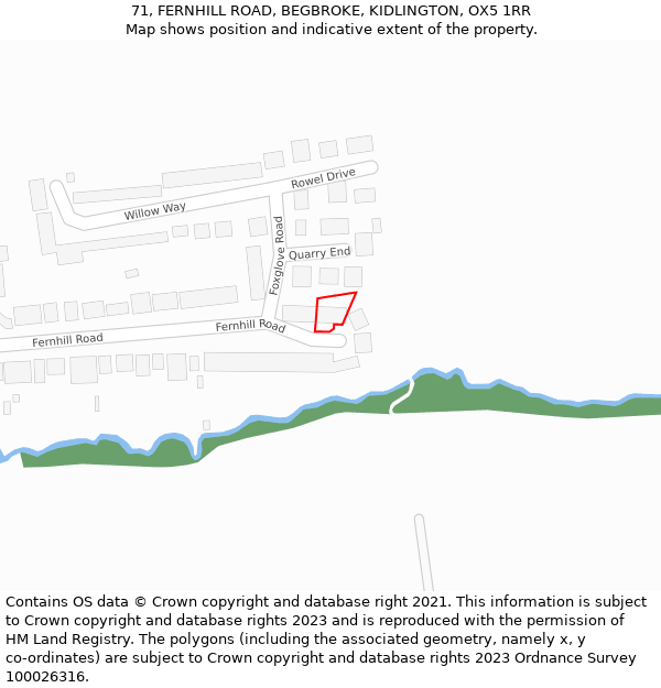71, FERNHILL ROAD, BEGBROKE, KIDLINGTON, OX5 1RR: Location map and indicative extent of plot