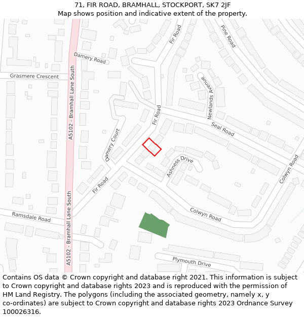 71, FIR ROAD, BRAMHALL, STOCKPORT, SK7 2JF: Location map and indicative extent of plot