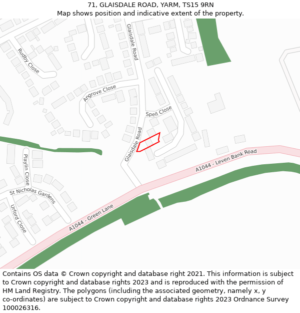 71, GLAISDALE ROAD, YARM, TS15 9RN: Location map and indicative extent of plot