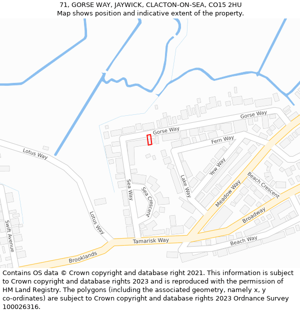 71, GORSE WAY, JAYWICK, CLACTON-ON-SEA, CO15 2HU: Location map and indicative extent of plot