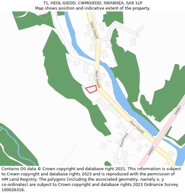 71, HEOL GIEDD, CWMGIEDD, SWANSEA, SA9 1LP: Location map and indicative extent of plot