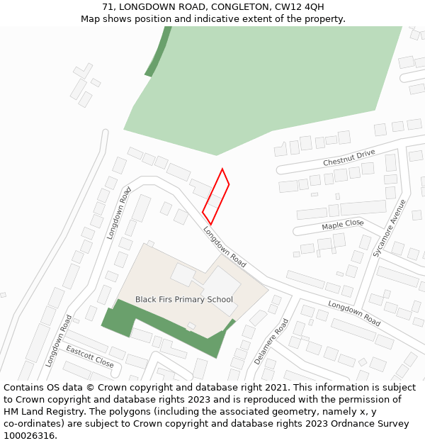 71, LONGDOWN ROAD, CONGLETON, CW12 4QH: Location map and indicative extent of plot