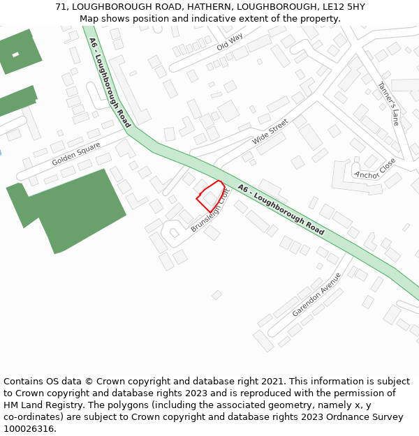 71, LOUGHBOROUGH ROAD, HATHERN, LOUGHBOROUGH, LE12 5HY: Location map and indicative extent of plot