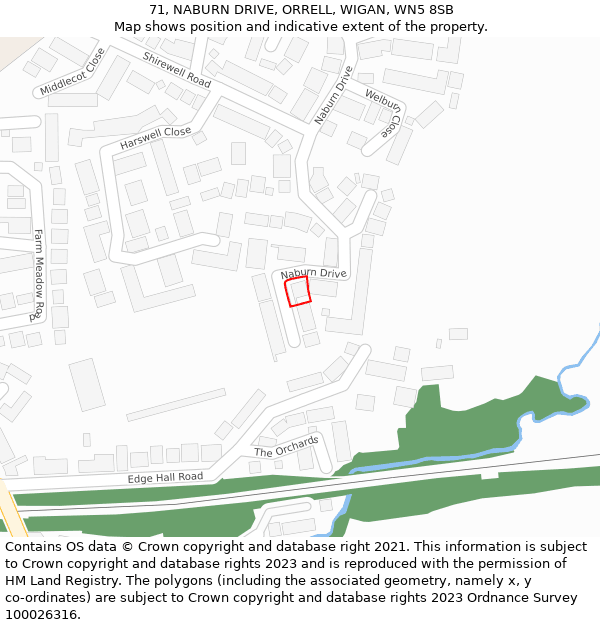 71, NABURN DRIVE, ORRELL, WIGAN, WN5 8SB: Location map and indicative extent of plot