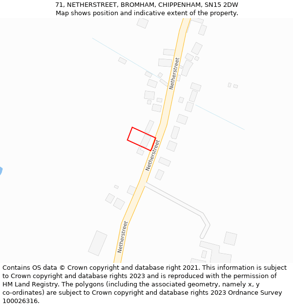 71, NETHERSTREET, BROMHAM, CHIPPENHAM, SN15 2DW: Location map and indicative extent of plot