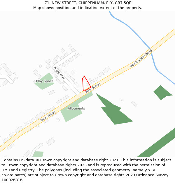 71, NEW STREET, CHIPPENHAM, ELY, CB7 5QF: Location map and indicative extent of plot