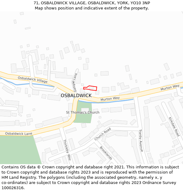 71, OSBALDWICK VILLAGE, OSBALDWICK, YORK, YO10 3NP: Location map and indicative extent of plot