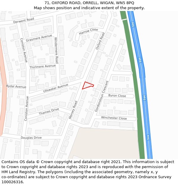 71, OXFORD ROAD, ORRELL, WIGAN, WN5 8PQ: Location map and indicative extent of plot