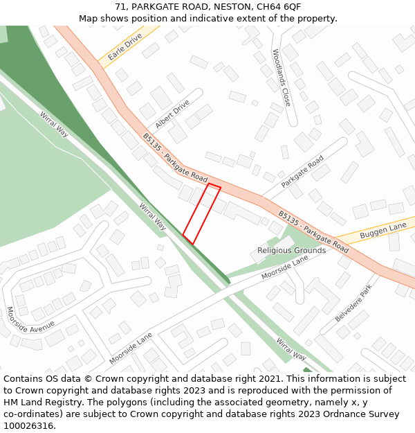 71, PARKGATE ROAD, NESTON, CH64 6QF: Location map and indicative extent of plot