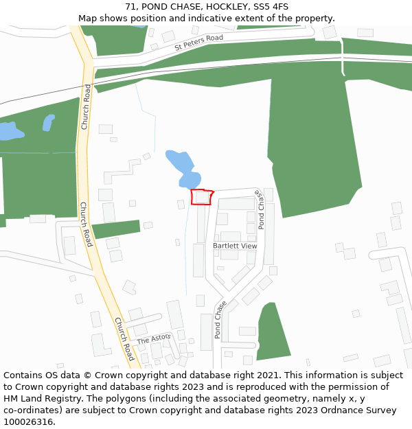 71, POND CHASE, HOCKLEY, SS5 4FS: Location map and indicative extent of plot