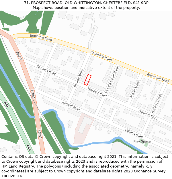 71, PROSPECT ROAD, OLD WHITTINGTON, CHESTERFIELD, S41 9DP: Location map and indicative extent of plot