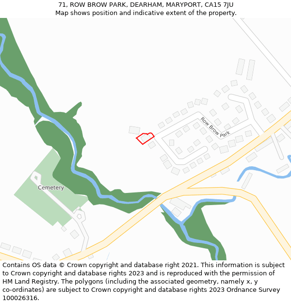 71, ROW BROW PARK, DEARHAM, MARYPORT, CA15 7JU: Location map and indicative extent of plot