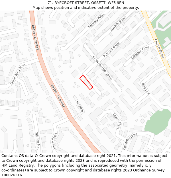 71, RYECROFT STREET, OSSETT, WF5 9EN: Location map and indicative extent of plot