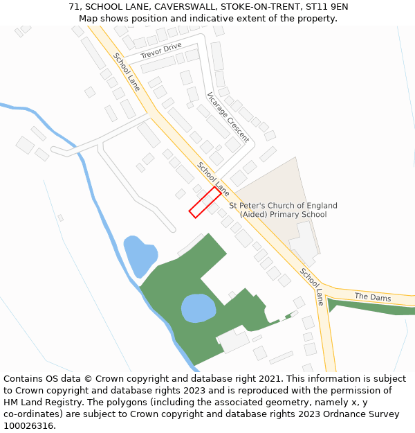 71, SCHOOL LANE, CAVERSWALL, STOKE-ON-TRENT, ST11 9EN: Location map and indicative extent of plot