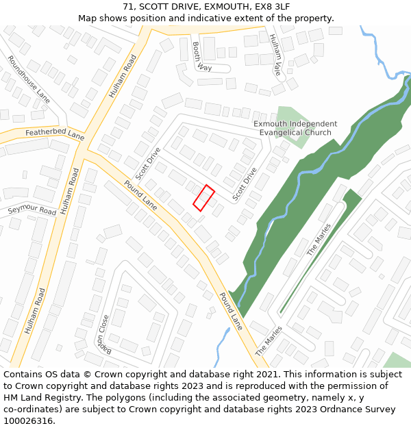 71, SCOTT DRIVE, EXMOUTH, EX8 3LF: Location map and indicative extent of plot