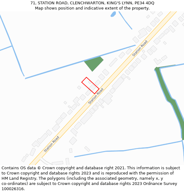 71, STATION ROAD, CLENCHWARTON, KING'S LYNN, PE34 4DQ: Location map and indicative extent of plot