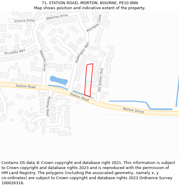 71, STATION ROAD, MORTON, BOURNE, PE10 0NN: Location map and indicative extent of plot