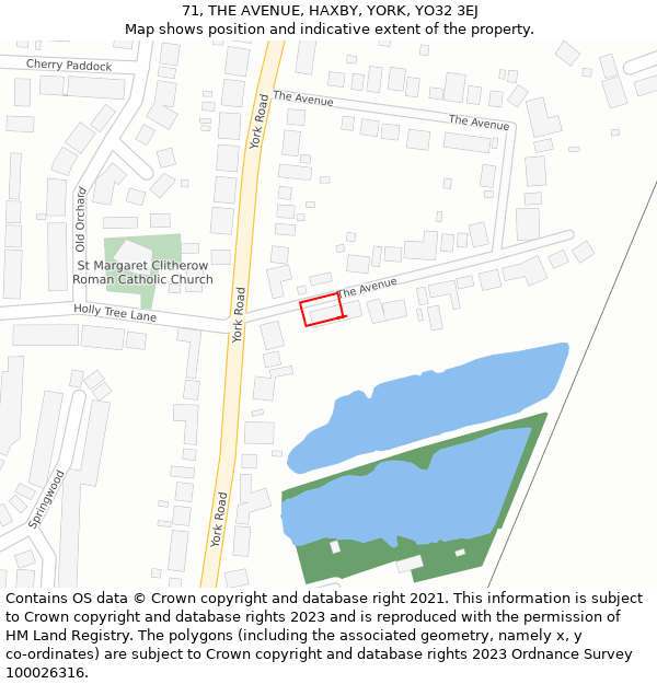 71, THE AVENUE, HAXBY, YORK, YO32 3EJ: Location map and indicative extent of plot