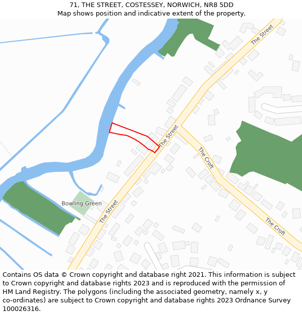 71, THE STREET, COSTESSEY, NORWICH, NR8 5DD: Location map and indicative extent of plot