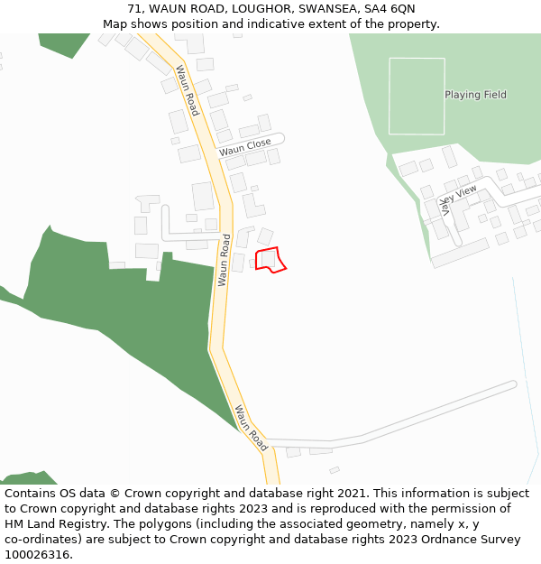 71, WAUN ROAD, LOUGHOR, SWANSEA, SA4 6QN: Location map and indicative extent of plot