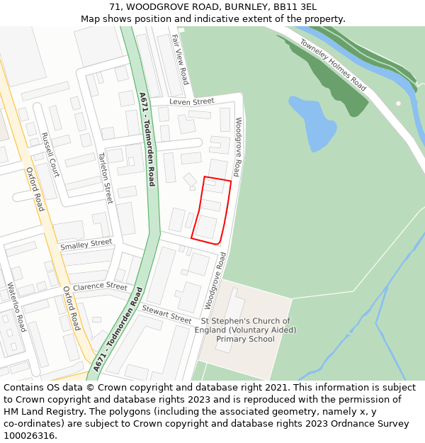 71, WOODGROVE ROAD, BURNLEY, BB11 3EL: Location map and indicative extent of plot