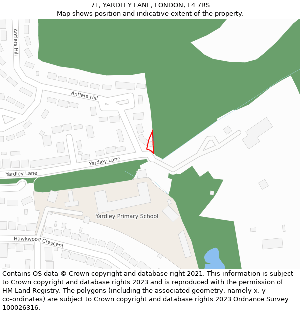 71, YARDLEY LANE, LONDON, E4 7RS: Location map and indicative extent of plot