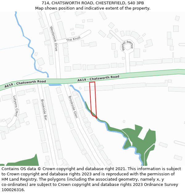 714, CHATSWORTH ROAD, CHESTERFIELD, S40 3PB: Location map and indicative extent of plot