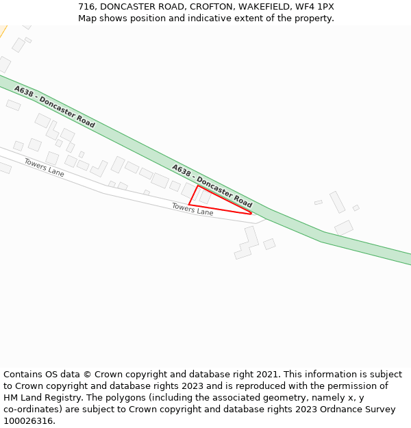 716, DONCASTER ROAD, CROFTON, WAKEFIELD, WF4 1PX: Location map and indicative extent of plot