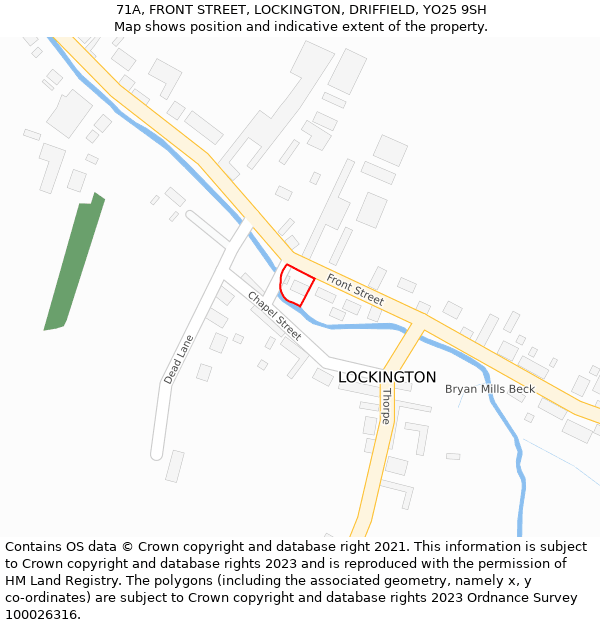 71A, FRONT STREET, LOCKINGTON, DRIFFIELD, YO25 9SH: Location map and indicative extent of plot